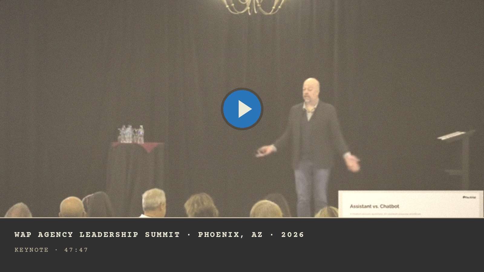 Mike Allton delivering the keynote at the WAP Agency Leadership Summit, Phoenix, 2026 - 47 minutes, full session